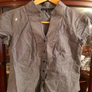 Antonio Melani black & white stripped shear blouse size small